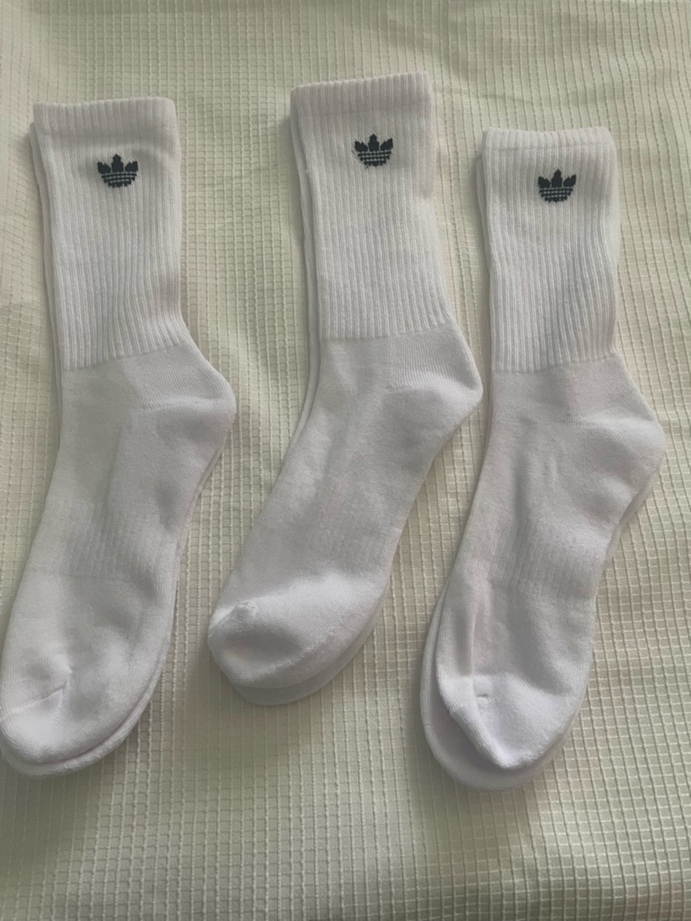 adidas White Crew Athletic Socks with Black Trefoil Logo - 3 Pack